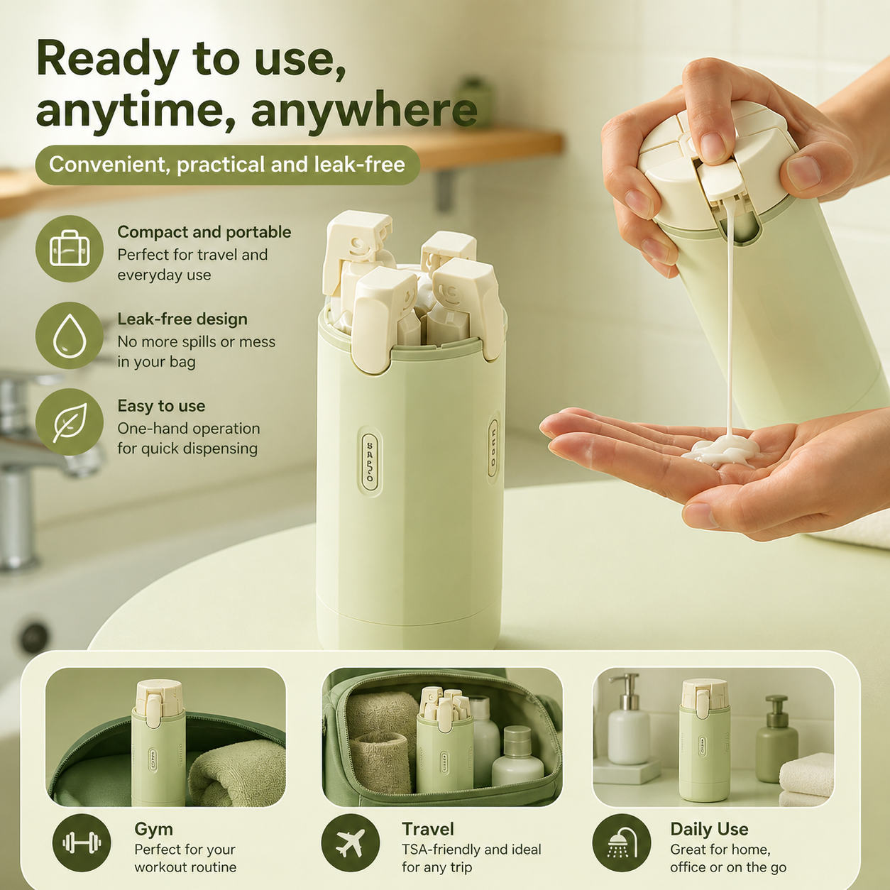 4-in-1 Travel Dispenser Bottle Set