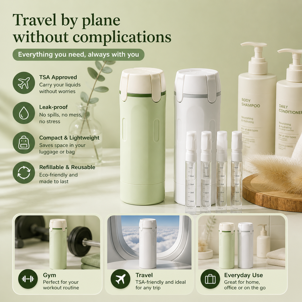 4-in-1 Travel Dispenser Bottle Set